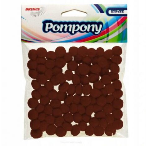 Pompony kreatywne Brewis 1cm Brązowe, 100szt